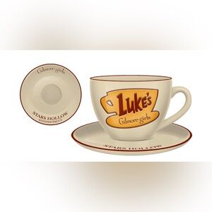 Gilmore Girls Teacup & Saucer Set in Cream and Brown Luke’s